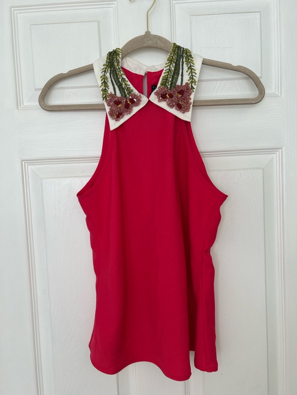 PatBo Embroidered Beaded Collar Tank Top